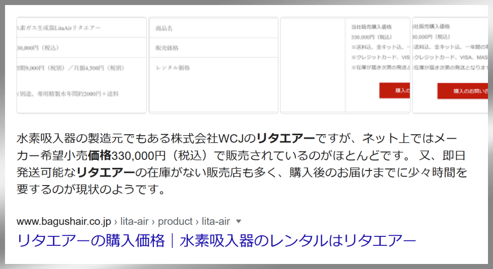 リタエアー 価格