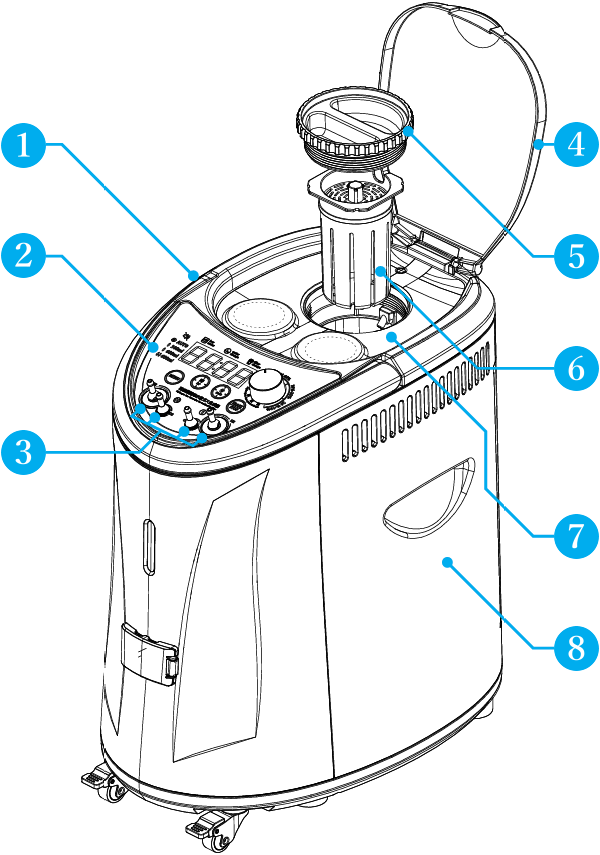 医療機関用水素吸入器の側面（左斜め45度）