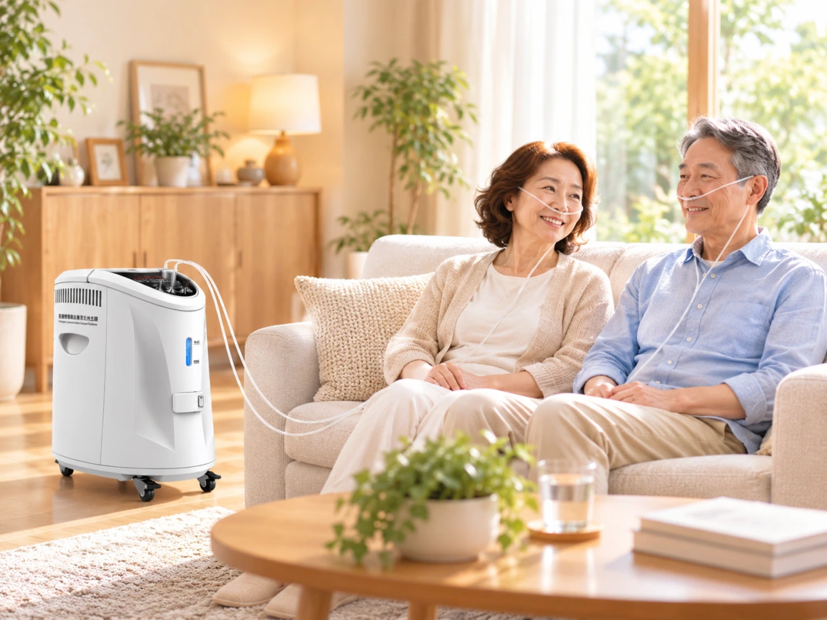 ご夫婦で医療機関用水素吸入器を2人同時に使用する様子