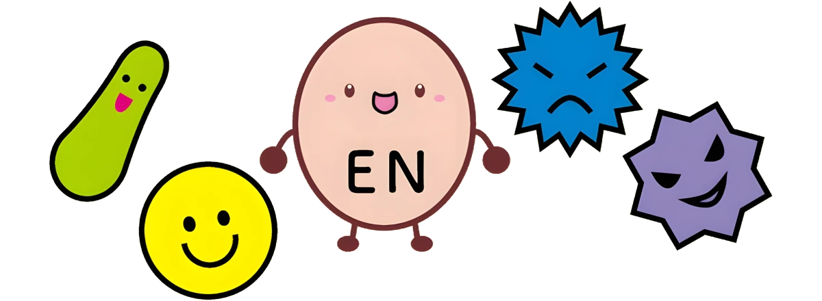 納豆菌と腸内環境をイメージしたキャラクターイラスト