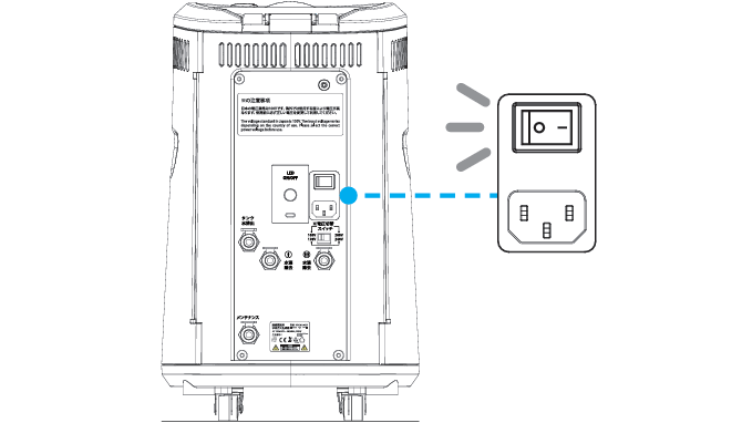 電源を入れる 医療機関用水素ガス生成器の電源を入れる
