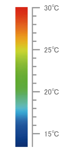 サーモグラフィーの温度スケール（15℃～30℃）